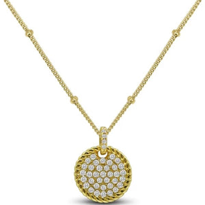 PAVE ROPE DISK NECKLACE