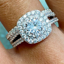 Double Halo Triple Band Ring