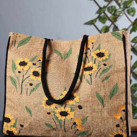 Sunny Day Burlap Tote Bag