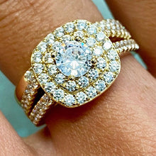 Double Halo Triple Band Ring