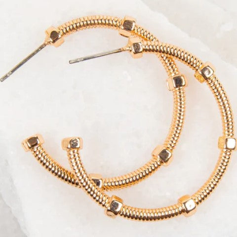 Thin Dotted Open Hoop Earrings