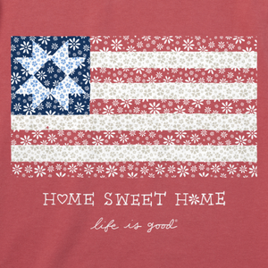 Home Sweet Home Quilt Flag V-Neck T-Shirt