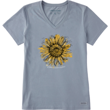 Scribbled Sunflower V-Neck T-Shirt