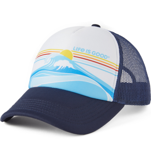 Linear Wave Stripe Trucker Hat