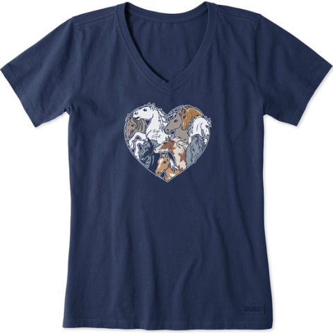 Fineline Horses Heart V-Neck T-Shirt