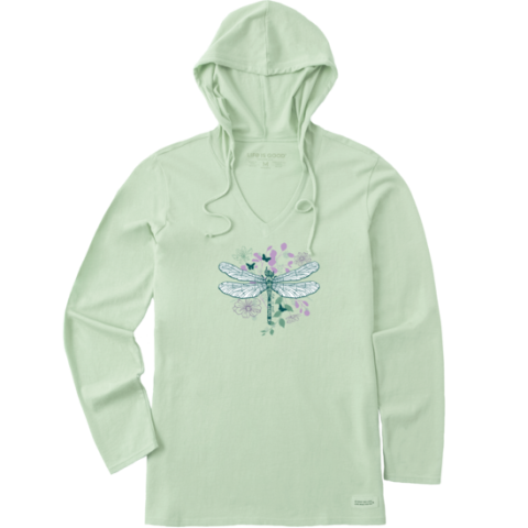 Floral Dragonfly Hooded T-Shirt