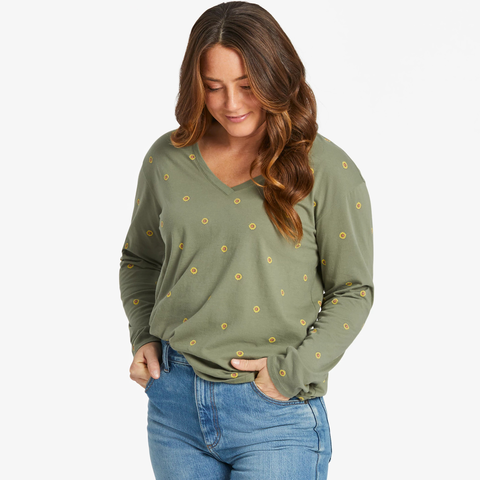 Simple Sunflower Pattern Long Sleeve T-Shirt