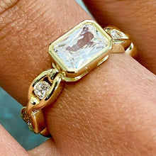 Rectangular Bezel Cubic Zirconia Chain Ring