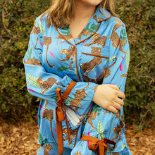 Prowling Leopard Satin Collared Lounge Top