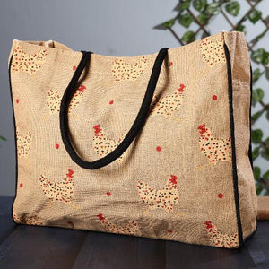 Chiken Burlap Tote Bag