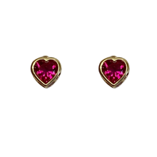 Cubic Zirconia Heart Bezel Stud Earrings