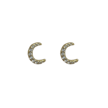 Pave Crescent Moon Stud Earrings