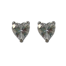 Cubic Zirconia Heart Solitaire Stud Earrings