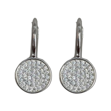 Pave Disc Lever Back Earrings