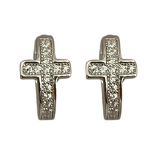 Pave Cross Huggie Earrings