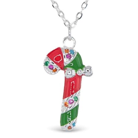 Candy Cane Enamel Necklace