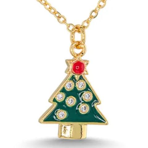 Christmas Tree Enamel Necklace