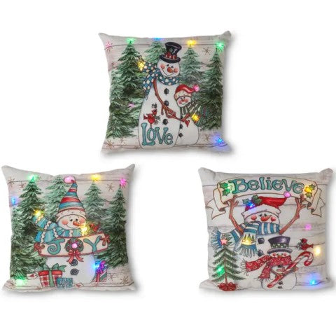 Lighted Snowman Pillows