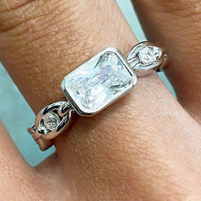 Rectangular Bezel Cubic Zirconia Chain Ring