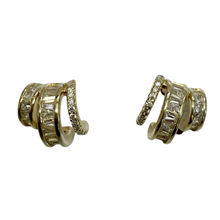 Cubic Zirconia Baguette Triple Hoop Huggie Earrings