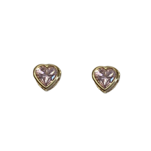 Cubic Zirconia Heart Bezel Stud Earrings
