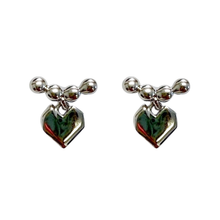Ball Bar with Dangle Heart Stud Earrings