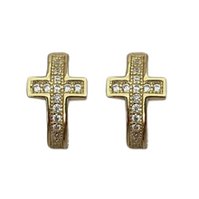 Pave Cross Huggie Earrings