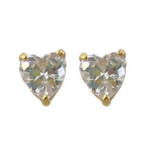 Cubic Zirconia Heart Solitaire Stud Earrings