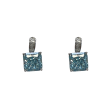 Baguette Channel Drop Square Earrings