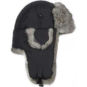 Supplex Bomber Hat with Grey Rabbit Fur