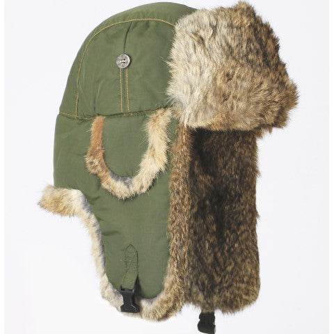 Supplex Bomber Hat with Brown Rabbit Fur