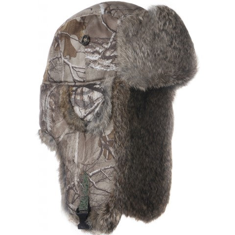 Ripstop Bomber Hat with Brown Rabbit Fur