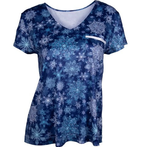 Blue Snowflakes V-Neck Sleep Top