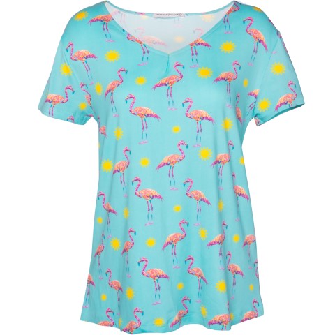 Miami Flamingo V-Neck Top