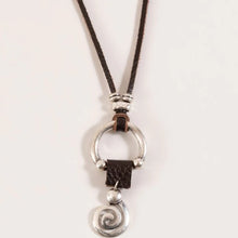 Spiral Drop Leather Necklace