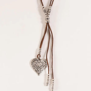 Heart Beaded Leather Necklace