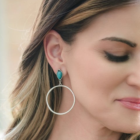 Turquoise with Hoop Earrings