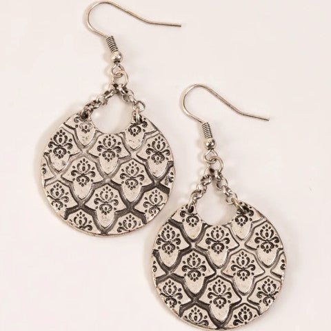 Snake Skin Disc Earrings