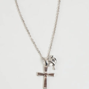 Peace Cross and Dove Necklace