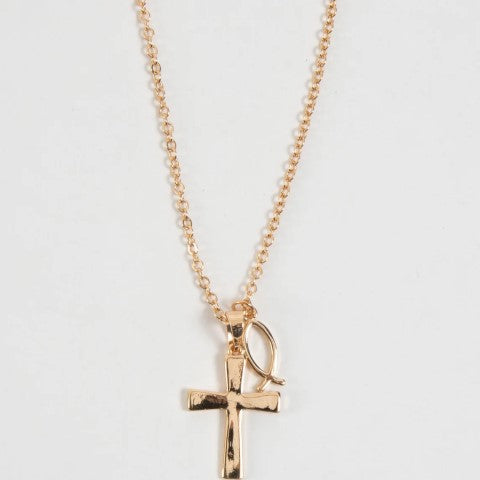 Faith Cross and Fish Necklace