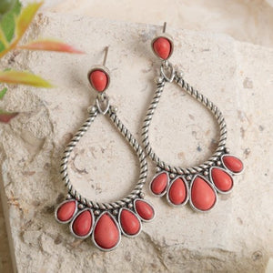 Teardrop Stone Cluster Earrings