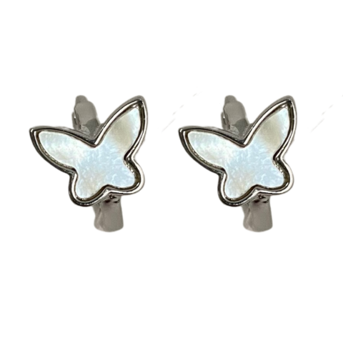 Butterfly Mother of Pearl Huggie Earrings