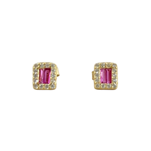 Mini Rectangle Halo Stud Earrings