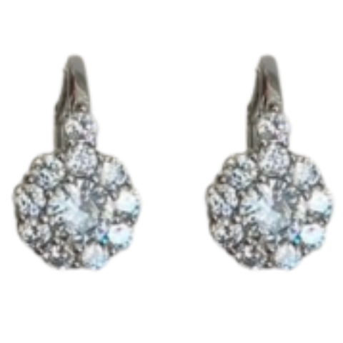 Round Halo Drop Earrings