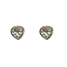 Cubic Zirconia Heart Bezel Stud Earrings