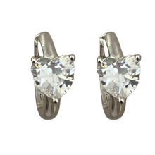 Cubic Zirconia Heart Huggie Earrings