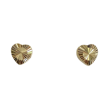 14k Gold Faceted Heart Stud Earrings