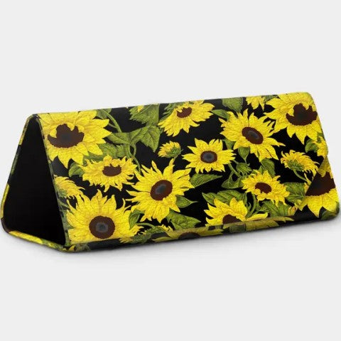 Sunflowers on Black Glasses Case