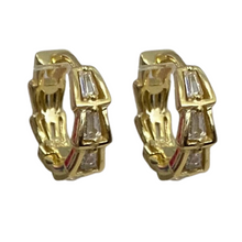 Cubic Zirconia Rectangle Huggie Earrings