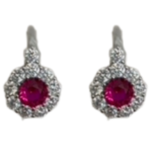 Round Halo Drop Earrings